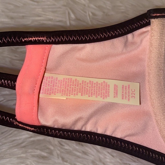 Victoria Secret bikini top 32C w underwires pink & Black strapless - Picture 5 of 8